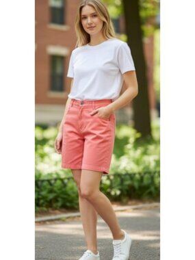 HUNTER’S RUN Coral Denim Shorts Ladies H2 Size 12-14